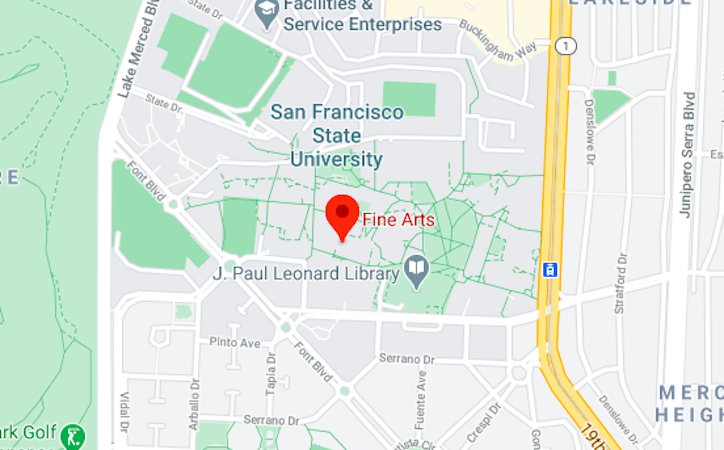 Google map of Fine Arts Building on SF State Campus