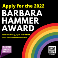 Advertising 2022 Barbara Hammer Award, image of rainbow